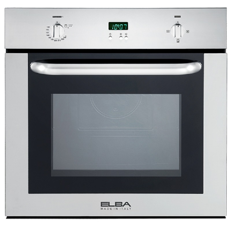 ELBA Built-in Gas Oven 60 cm, Self-ignition, Digital Clock, Lighting, Full Safety, Grill, Cooling Fan, Thermal Fan, Steel - 512X-731