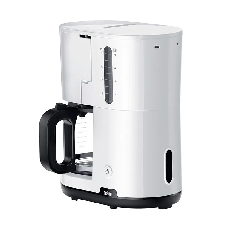 BRAUN Coffee Maker 15 Cups, 1000W, Optipro System, Pitcher from Glass, Auto Shut Off at 40 Minutes - KF1100WH