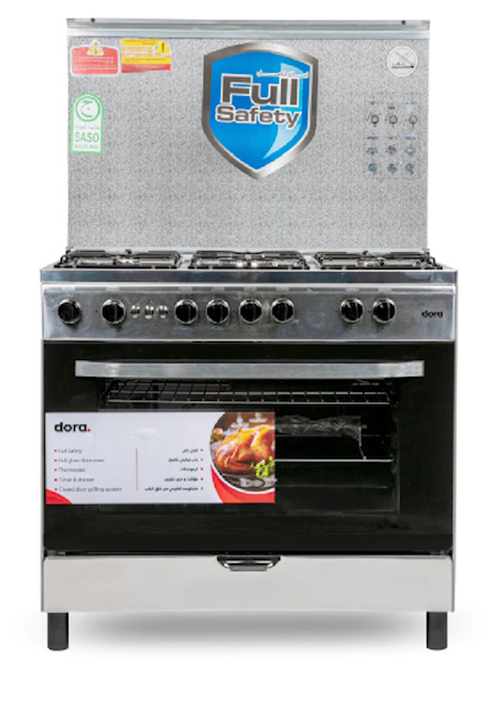 Dora Gas oven size 60×90 cm, 5 Eyes, Full Safety, Self-ignition, Grill,  Steel - DGCU90A