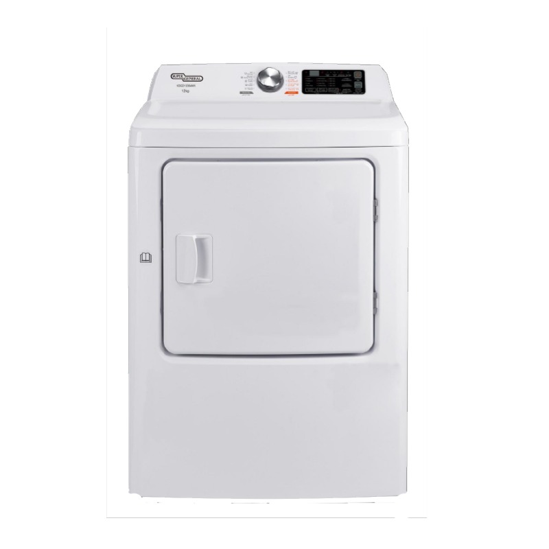 SUPER GENERAL Clothes Dryer 12 Kg, 10 Programs, American System, White - KSGD1200AMV 